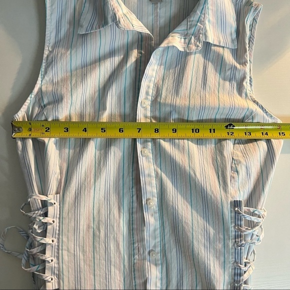 Belle Sky White and Pastel Striped Cotton Dress in size S - Picture 7 of 8